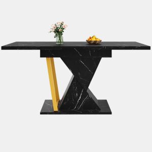 Mesa extensível 110x80x76 cm - Para sala de jantar e cozinha - Extensível até 140 cm - Preto