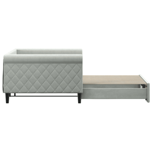 Sofá-cama, Sofá conversível com gavetão 100x200 cm veludo cinzento-claro Sofá-cama, Sofá conversível com gavetão 100x200 cm veludo cinzento-claro