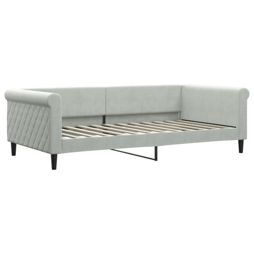 Sofá-cama, Sofá conversível com gavetão 100x200 cm veludo cinzento-claro Sofá-cama, Sofá conversível com gavetão 100x200 cm veludo cinzento-claro