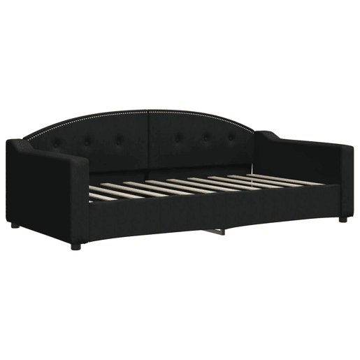 Sofá-cama, Sofá conversível com gavetão e gavetas 90x190 cm tecido preto Sofá-cama, Sofá conversível com gavetão e gavetas 90x190 cm tecido preto