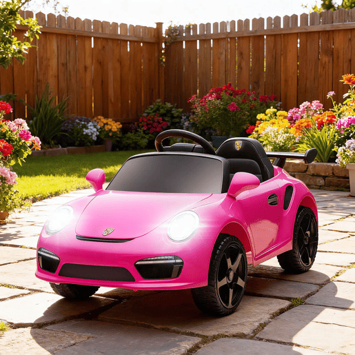 AIYAPLAY Carro Elétrico para Crianças de Polícia Carro a Bateria 12V com Controlo Remoto 2,4 G Motor Duplo Sirene Música Sem Fios Buzina Rodas Auxiliares e Faróis LED 105x58x49 cm Rosa