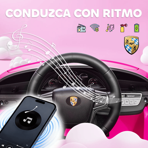 AIYAPLAY Carro Elétrico para Crianças de Polícia Carro a Bateria 12V com Controlo Remoto 2,4 G Motor Duplo Sirene Música Sem Fios Buzina Rodas Auxiliares e Faróis LED 105x58x49 cm Rosa