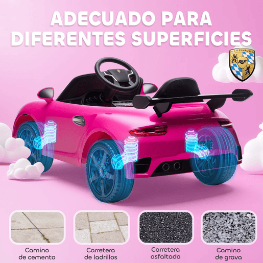 AIYAPLAY Carro Elétrico para Crianças de Polícia Carro a Bateria 12V com Controlo Remoto 2,4 G Motor Duplo Sirene Música Sem Fios Buzina Rodas Auxiliares e Faróis LED 105x58x49 cm Rosa