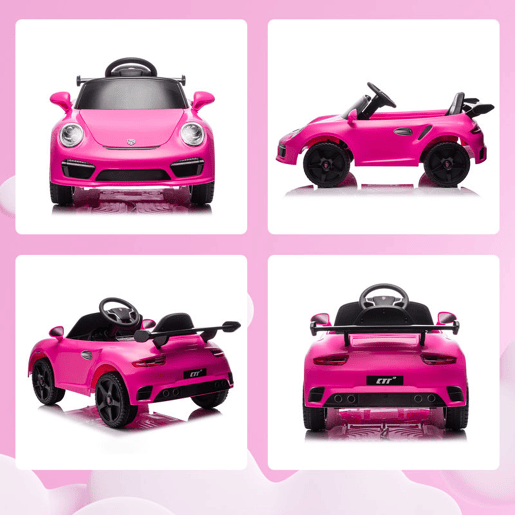 AIYAPLAY Carro Elétrico para Crianças de Polícia Carro a Bateria 12V com Controlo Remoto 2,4 G Motor Duplo Sirene Música Sem Fios Buzina Rodas Auxiliares e Faróis LED 105x58x49 cm Rosa