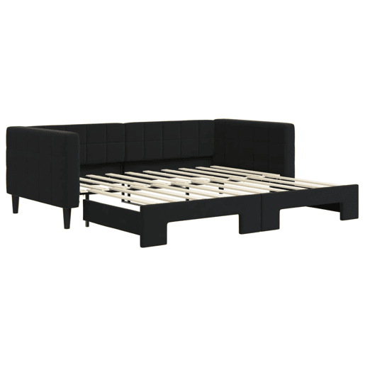 Sofá-cama, Sofá conversível com gavetão 90x190 cm veludo preto