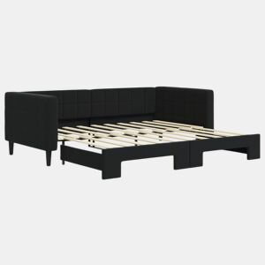 Sofá-cama, Sofá conversível com gavetão 90x190 cm veludo preto