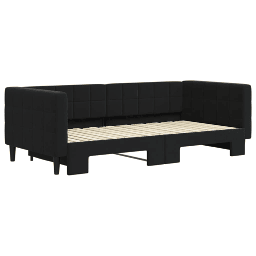 Sofá-cama, Sofá conversível com gavetão 90x190 cm veludo preto