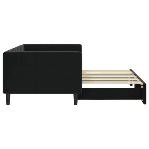 Sofá-cama, Sofá conversível com gavetão 90x190 cm veludo preto