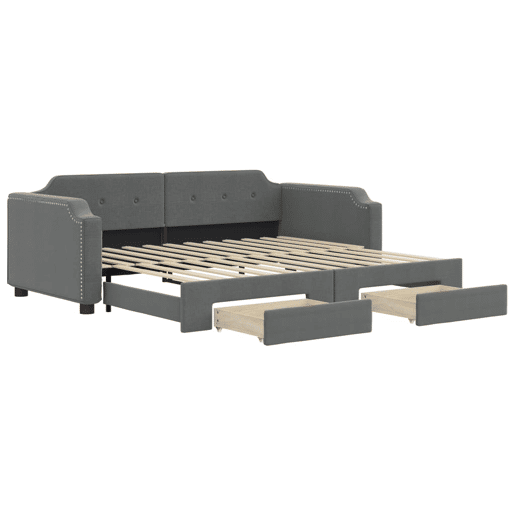 Sofá-cama, Sofá conversível c gavetão e gavetas 90x190 cm tecido cinzento-escuro Sofá-cama, Sofá conversível c gavetão e gavetas 90x190 cm tecido cinzento-escuro