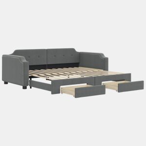 Sofá-cama, Sofá conversível c gavetão e gavetas 90x190 cm tecido cinzento-escuro