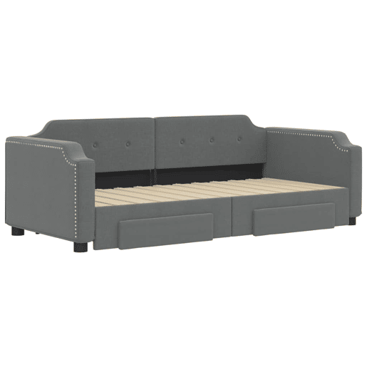 Sofá-cama, Sofá conversível c gavetão e gavetas 90x190 cm tecido cinzento-escuro Sofá-cama, Sofá conversível c gavetão e gavetas 90x190 cm tecido cinzento-escuro