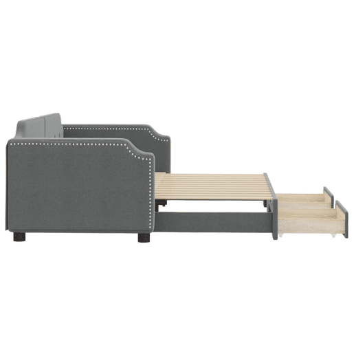 Sofá-cama, Sofá conversível c gavetão e gavetas 90x190 cm tecido cinzento-escuro Sofá-cama, Sofá conversível c gavetão e gavetas 90x190 cm tecido cinzento-escuro