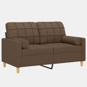Sofá 2 lugares, Sofá fixo + almofadas decorativas 120 cm tecido castanho