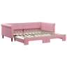 Sofá-cama, Sofá conversível com gavetão 100x200 cm veludo rosa