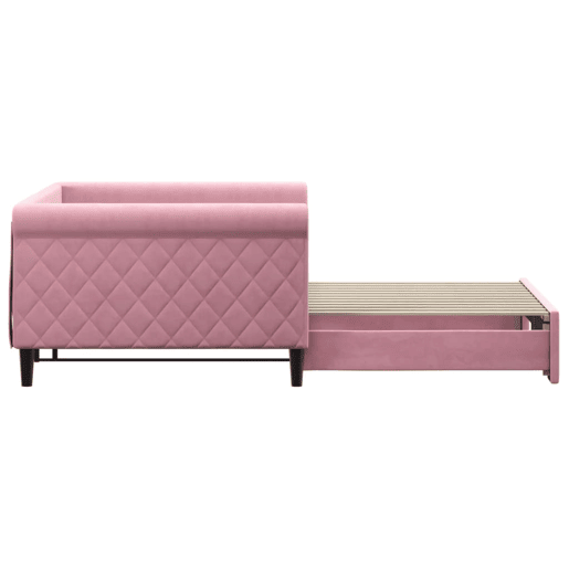 Sofá-cama, Sofá conversível com gavetão 100x200 cm veludo rosa