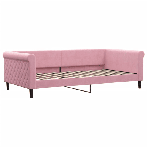 Sofá-cama, Sofá conversível com gavetão 100x200 cm veludo rosa