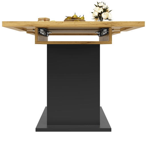 Mesa extensÃvel 110-140x80 cm - Mesa de cozinha dobrável para 4-6 pessoas com prateleira para vinho e porta de vidro - Preta Mesa extensÃvel 110-140x80 cm - Mesa de cozinha dobrável para 4-6 pessoas com prateleira para vinho e porta de vidro - Preta