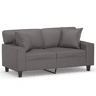 Sofá 2 lugares, Sofá fixo + almofadas decorativas 120cm couro artif. cinza