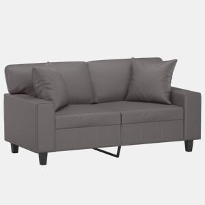 Sofá 2 lugares, Sofá fixo + almofadas decorativas 120cm couro artif. cinza