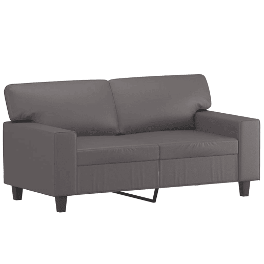 Sofá 2 lugares, Sofá fixo + almofadas decorativas 120cm couro artif. cinza Sofá 2 lugares, Sofá fixo + almofadas decorativas 120cm couro artif. cinza