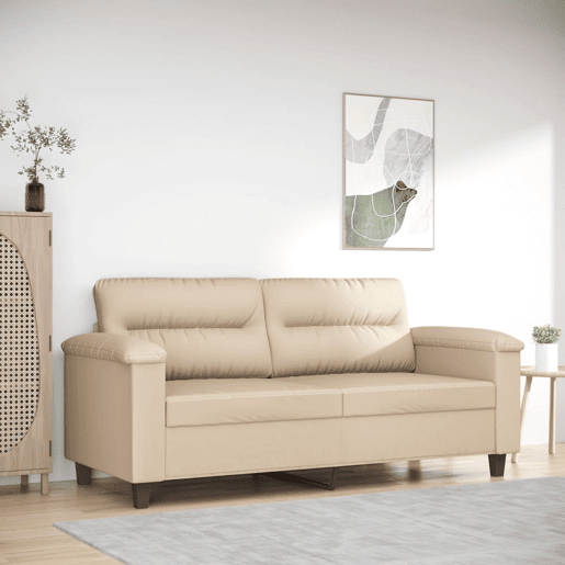 Sofá de 2 lugares - Sofá fixo 140 cm tecido de microfibra cor creme Sofá de 2 lugares - Sofá fixo 140 cm tecido de microfibra cor creme