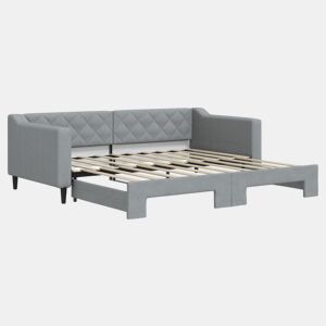 Sofá-cama, Sofá conversível com gavetão 90x190 cm tecido cinzento-claro