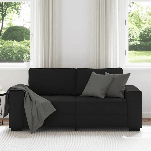 Sofá de 2 lugares - Sofá fixo tecido 140 cm preto