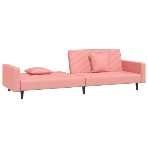 Sofá-cama, Sofá conversível 2 lugares com duas almofadas veludo rosa