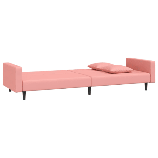 Sofá-cama, Sofá conversível 2 lugares com duas almofadas veludo rosa