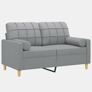 Sofá 2 lugares, Sofá fixo + almofadas decorativas 120cm tecido cinza-claro