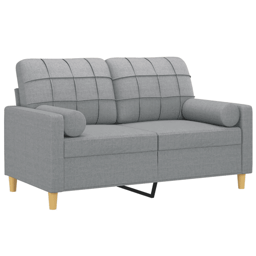 Sofá 2 lugares, Sofá fixo + almofadas decorativas 120cm tecido cinza-claro