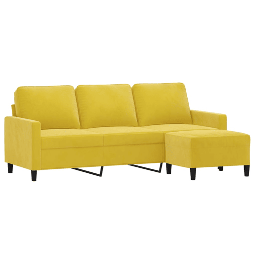 Sofá de 3 lugares - Sofá fixo com apoio de pés 180 cm veludo amarelo