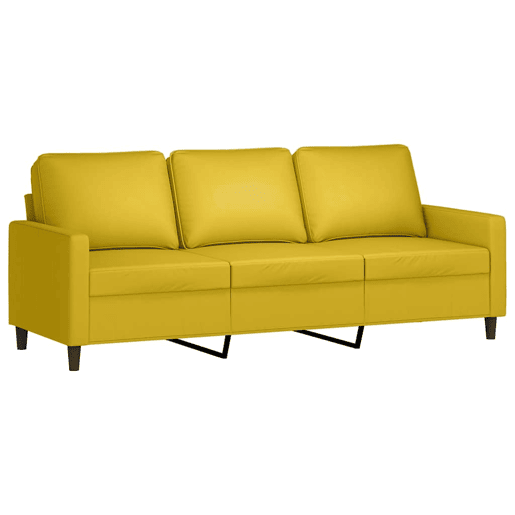 Sofá de 3 lugares - Sofá fixo com apoio de pés 180 cm veludo amarelo