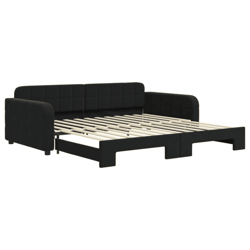 Sofá-cama, Sofá conversível com gavetão 100x200 cm veludo preto Sofá-cama, Sofá conversível com gavetão 100x200 cm veludo preto