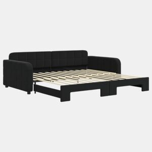 Sofá-cama, Sofá conversível com gavetão 100x200 cm veludo preto