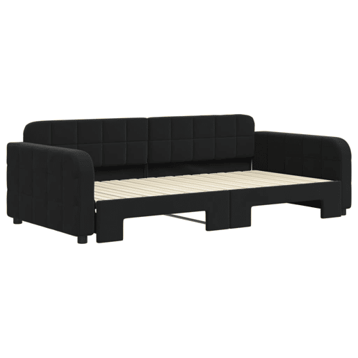 Sofá-cama, Sofá conversível com gavetão 100x200 cm veludo preto Sofá-cama, Sofá conversível com gavetão 100x200 cm veludo preto