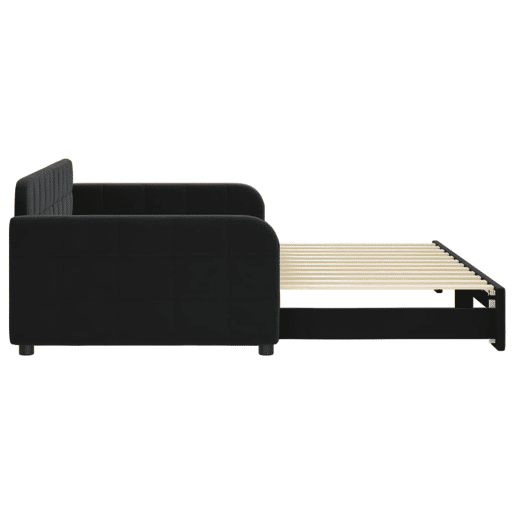 Sofá-cama, Sofá conversível com gavetão 100x200 cm veludo preto Sofá-cama, Sofá conversível com gavetão 100x200 cm veludo preto