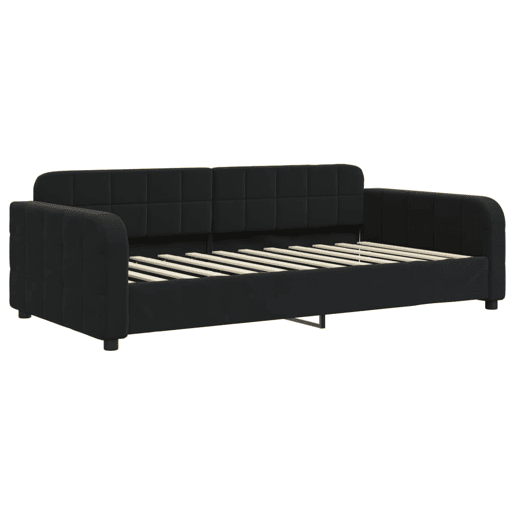 Sofá-cama, Sofá conversível com gavetão 100x200 cm veludo preto Sofá-cama, Sofá conversível com gavetão 100x200 cm veludo preto