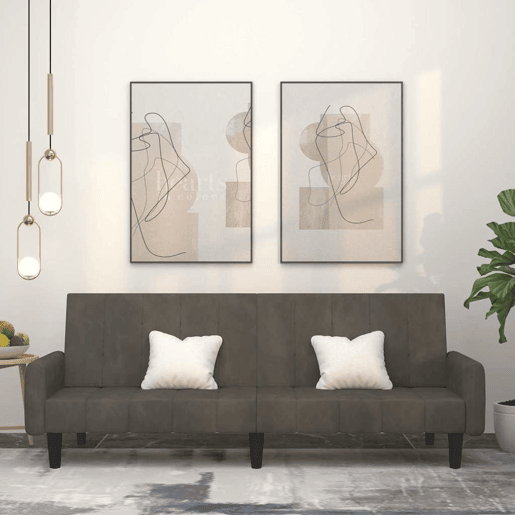 Sofá-cama, Sofá conversível de 2 lugares veludo cinzento-escuro