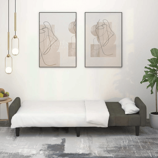 Sofá-cama, Sofá conversível de 2 lugares veludo cinzento-escuro