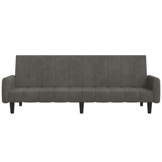 Sofá-cama, Sofá conversível de 2 lugares veludo cinzento-escuro