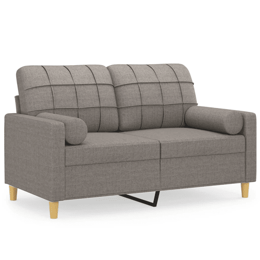 Sofá 2 lug. - Sofá fixo +almofadas decoração 120cm tecido cinza-acastanhado
