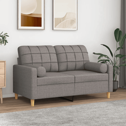 Sofá 2 lug. - Sofá fixo +almofadas decoração 120cm tecido cinza-acastanhado