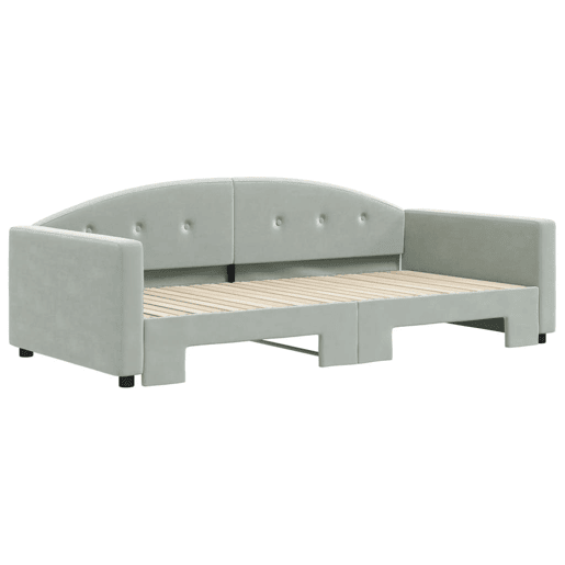 Sofá-cama, Sofá conversível com gavetão 100x200 cm veludo cinzento-claro