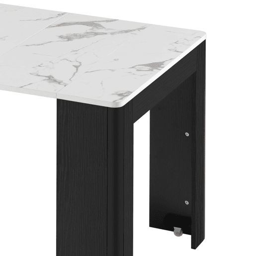 Ilha de cozinha com rodas, mesa de jantar extensível com tampo removível - Carrinho móvel com tomadas - Branco e Preto