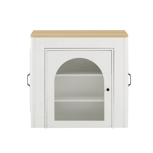 Ilha de cozinha com rodas - Mesa extensível com tampo removível - Carrinho móvel com tomadas - Branco