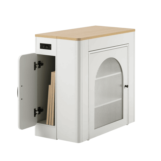 Ilha de cozinha com rodas - Mesa extensível com tampo removível - Carrinho móvel com tomadas - Branco