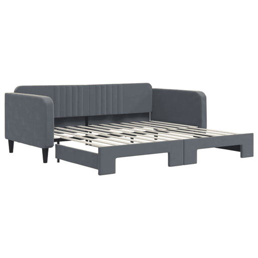 Sofá-cama, Sofá conversível com gavetão 100x200 cm veludo cinzento-escuro Sofá-cama, Sofá conversível com gavetão 100x200 cm veludo cinzento-escuro