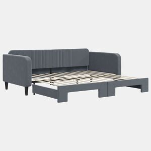 Sofá-cama, Sofá conversível com gavetão 100x200 cm veludo cinzento-escuro