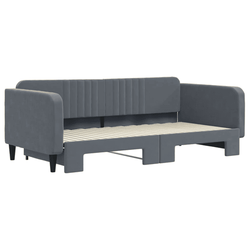 Sofá-cama, Sofá conversível com gavetão 100x200 cm veludo cinzento-escuro Sofá-cama, Sofá conversível com gavetão 100x200 cm veludo cinzento-escuro